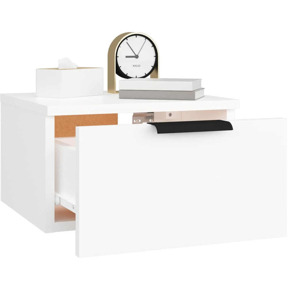 vidaXL Single Drawer White Wall Mounted Bedside Cabinet Image 7