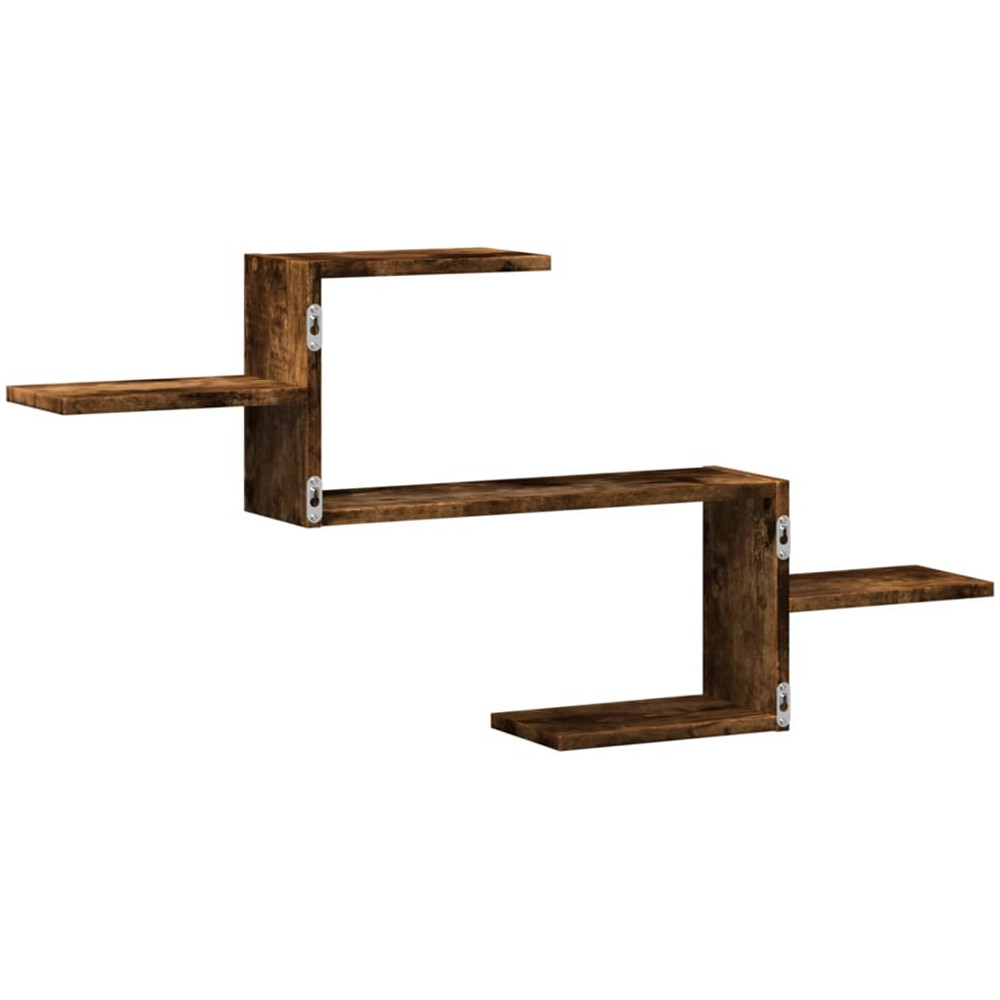 vidaXL 5 Shelf Smoked Oak Floating Wall Shelf Image 5