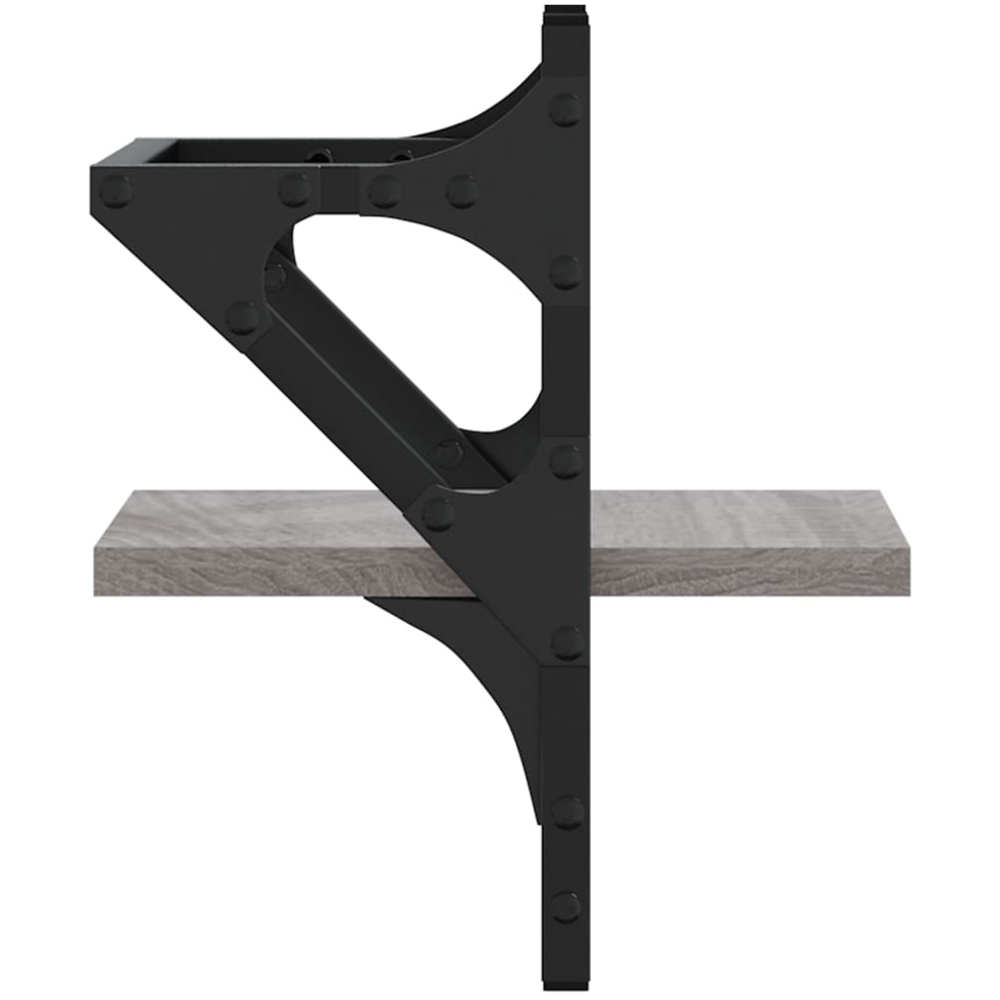 vidaXL 20cm Set of 2 Grey Sonoma Floating Wall Shelf with Bar Image 5