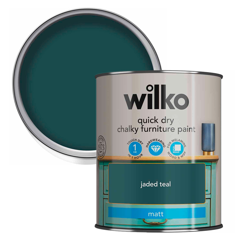 Wilko Quick Dry Jaded Teal Furniture Paint 750ml Image 1