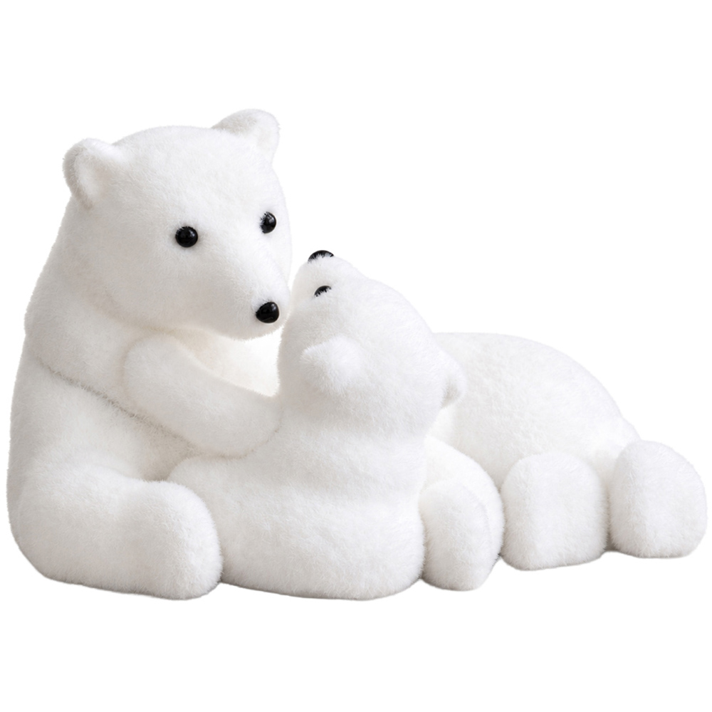 Samuel Alexander Freestanding Flocked Polar Bear and Cub Christmas Decoration 49cm Image 1
