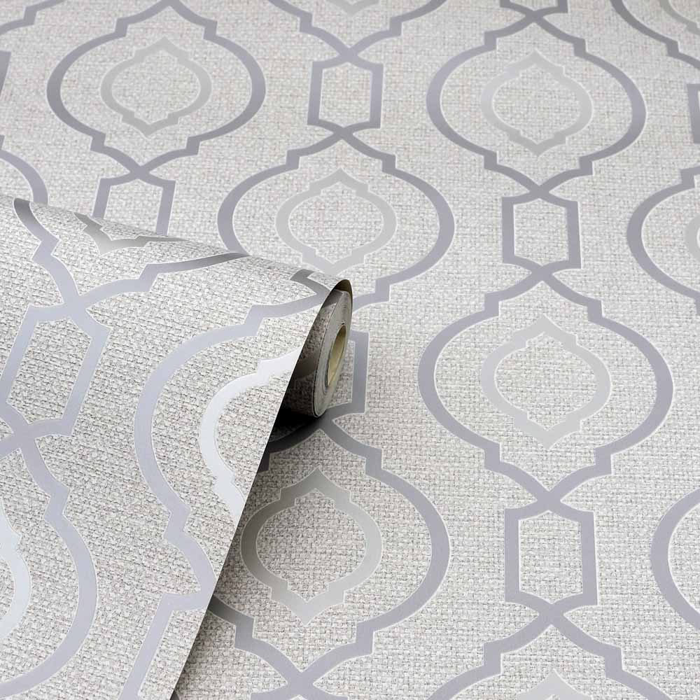 Arthouse Calico Trellis Grey Wallpaper Image 2