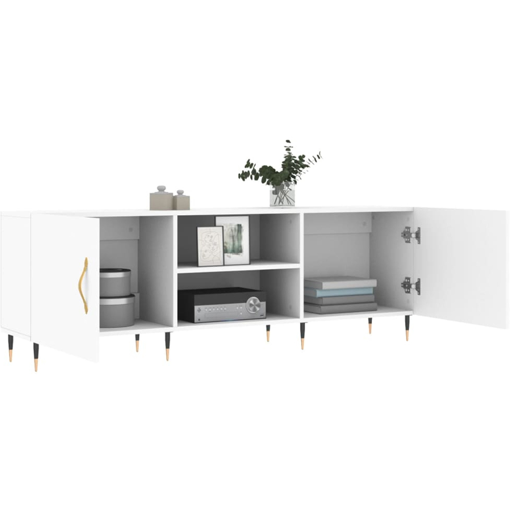 vidaXL 2 Door 2 Shelf White TV Cabinet Image 4
