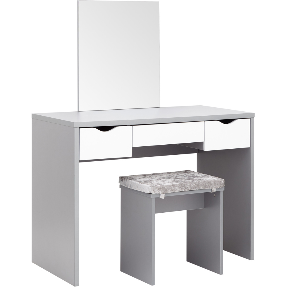 GFW Elizabeth 3 Drawer Grey Dressing Table Set with Mirror Image 3