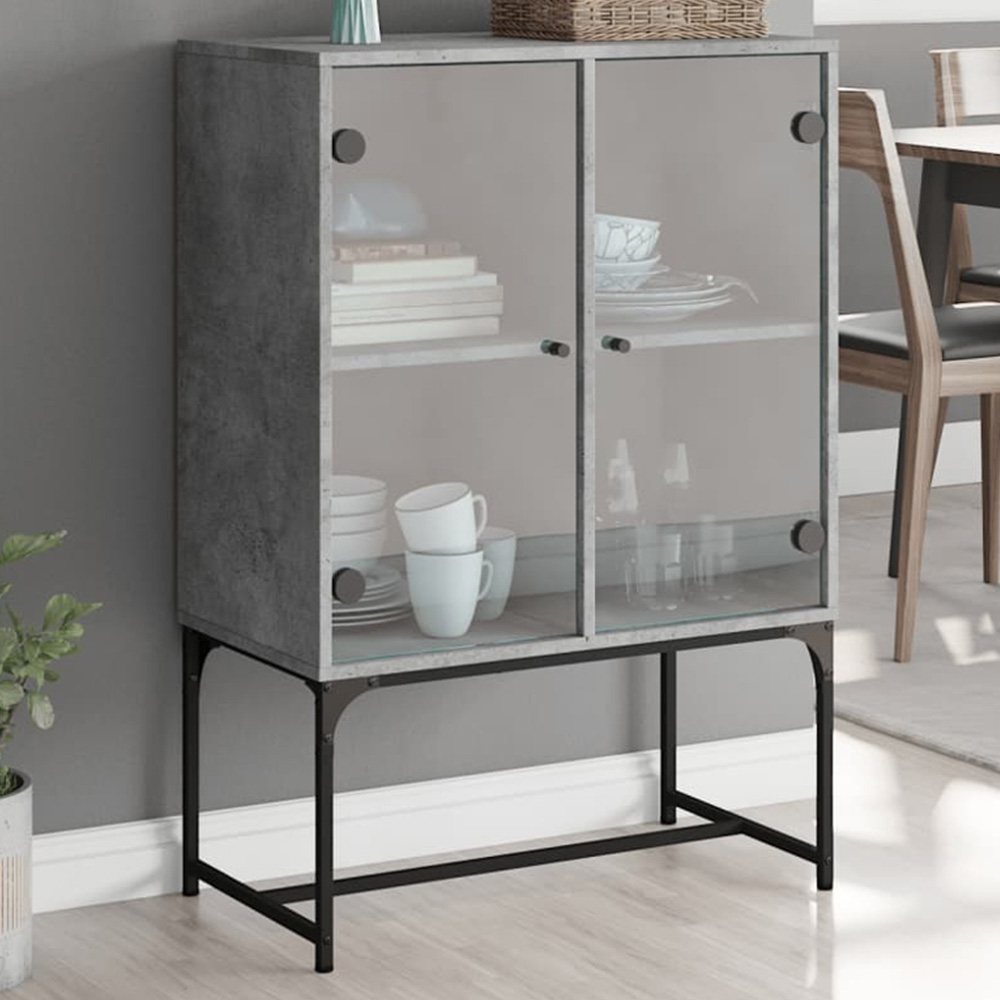 vidaXL 2 Door Concrete Grey Side Cabinet Image 1