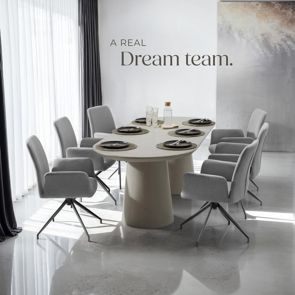 tectake Daya Set of 2 Anthracite Upholstered Swivel Chair Image 8