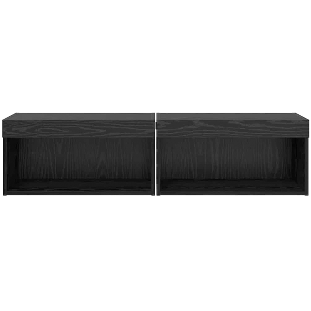 vidaXL Single Shelf Black Oak TV Cabinet with LED Lights Set of 2 Image 7