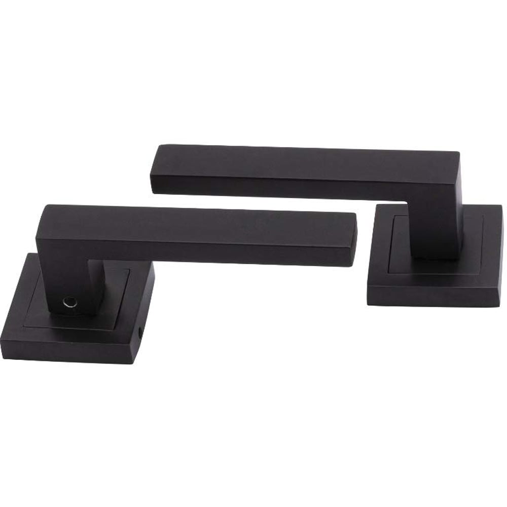 Golden Grace Matte Black Delta Door Handle Set Image 1