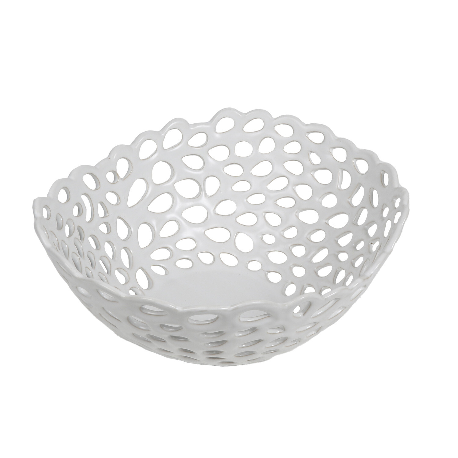 Cut-Out White Ceramic Bowl Image 2