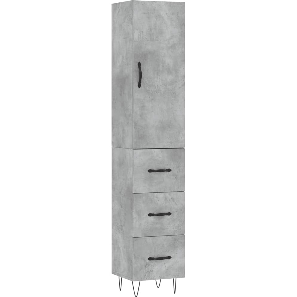 vidaXL Single Door 3 Drawer Concrete Grey Highboard Image 2
