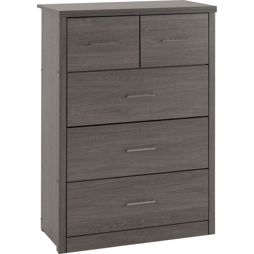Seconique Lisbon 5 Drawer Black Wood Grain Chest of Drawers Image 2