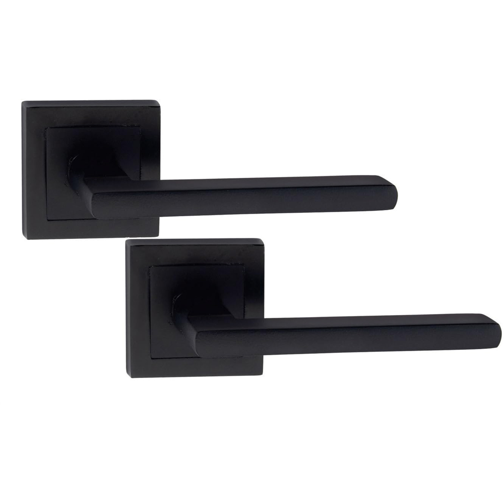 Golden Grace Matt Black Leon Straight Door Handles Set 52 x 52mm 4 Pack Image 2