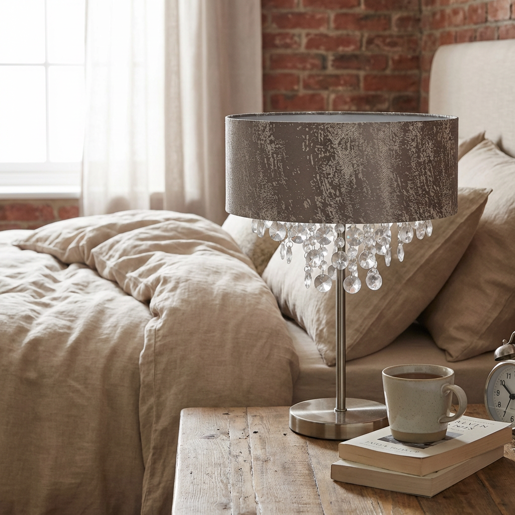 Grey Distressed Jewel Droplet Lamp Shade Image 3
