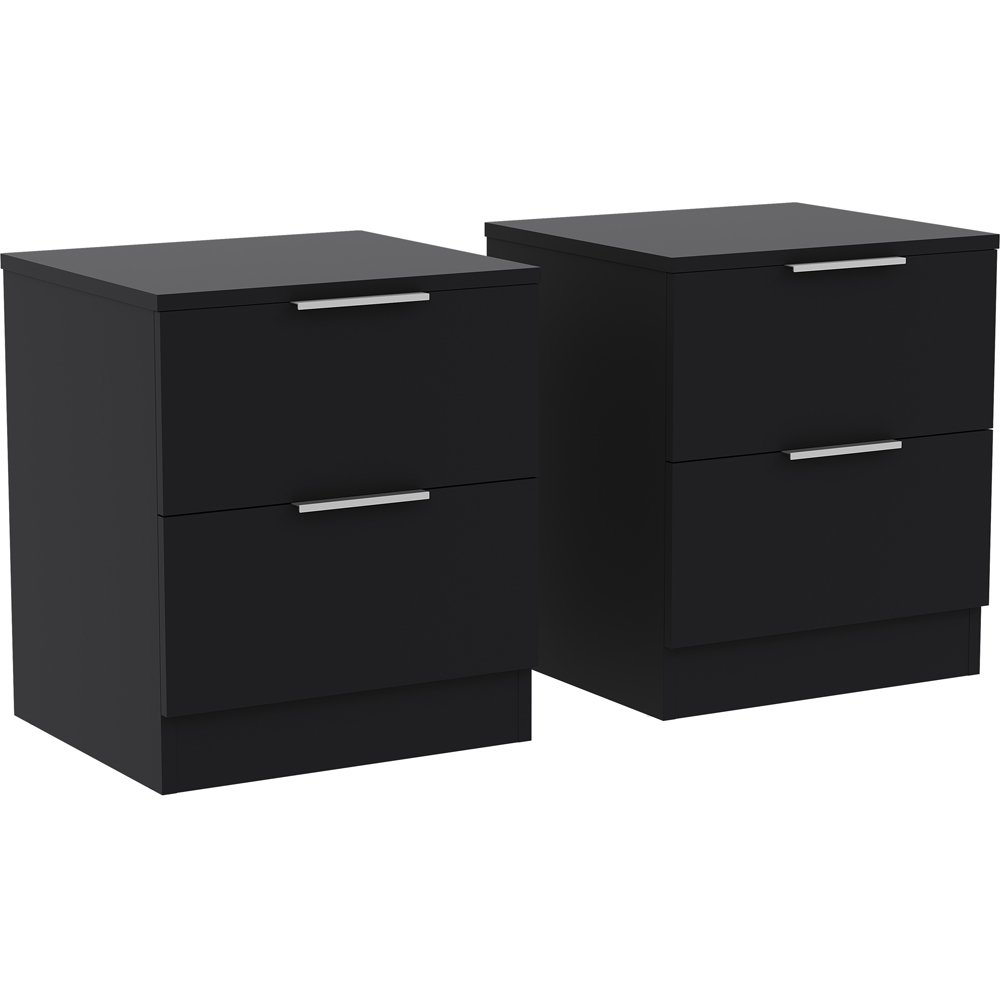 VIDA DESIGNS Trega 2 Drawer Black Bedside Cabinet Set of 2 Image 3