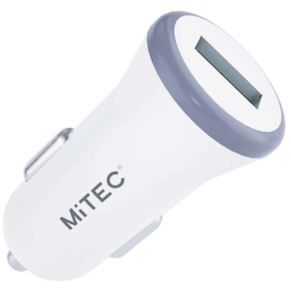 MiTEC USB A In White Car Charger with 1M MFI Lightning Cable Image 2