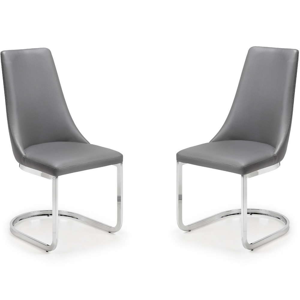 Julian Bowen Como Set of 2 Grey and Chrome Dining Chair Image 2