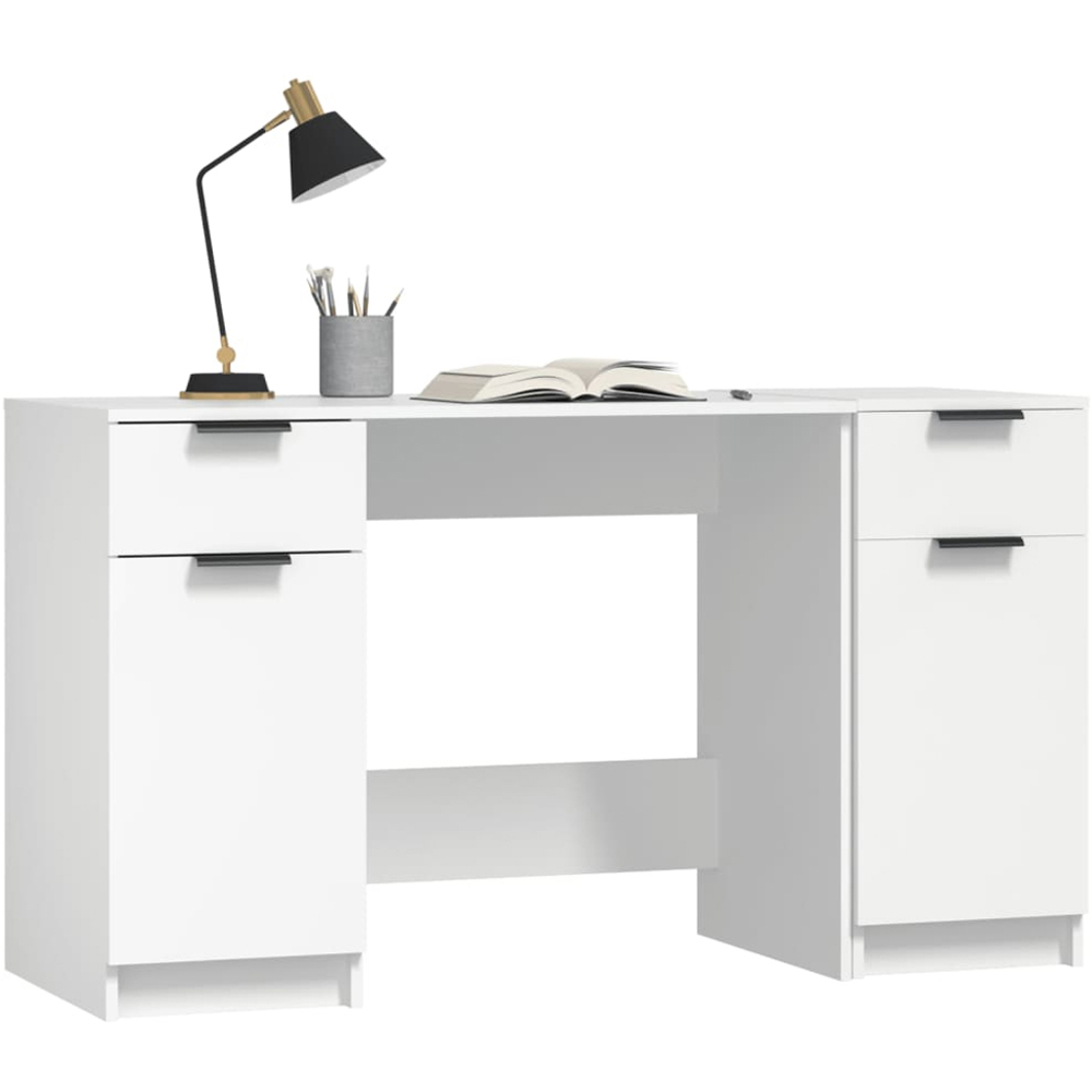 vidaXL 2 Door 2 Drawer Computer Desk White Image 4