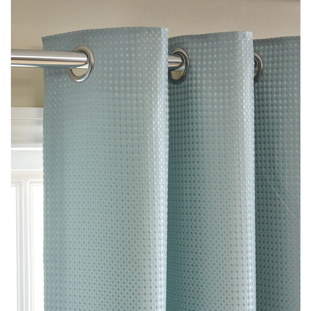 Wilko Duck Egg Waffle Weave Lined Eyelet Curtains 167 W X 183cm D