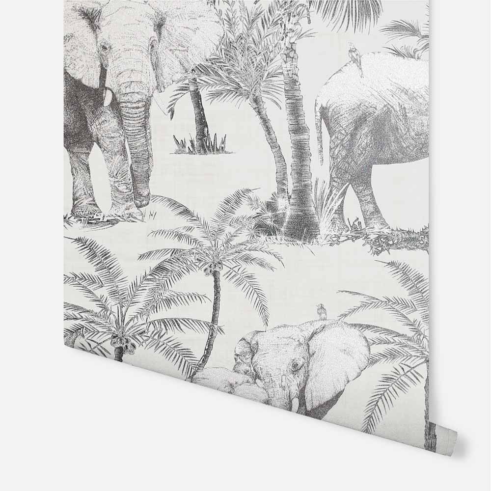Arthouse Peel & Stick Elephant Grove Charcoal Wallpaper Image 2