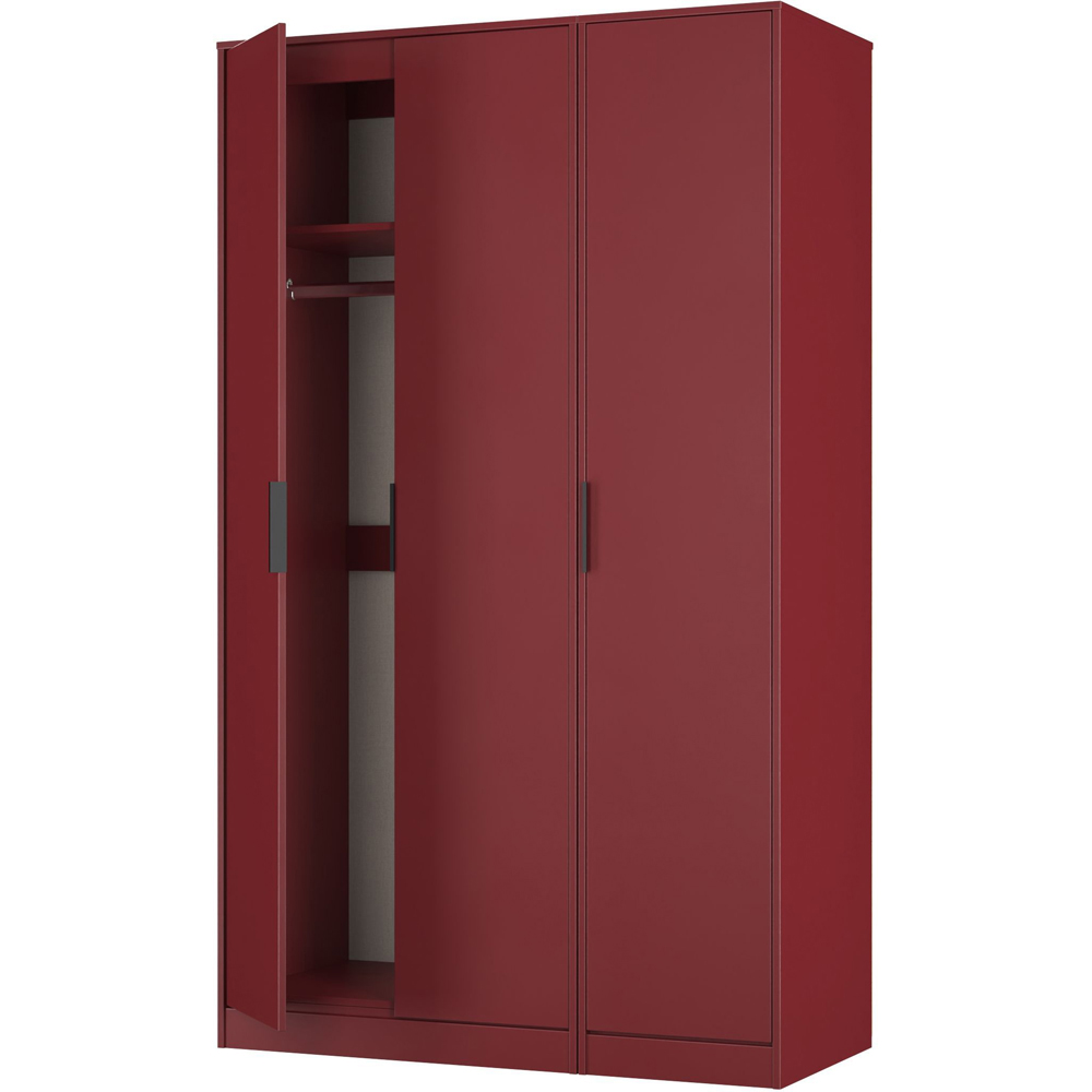 Crowndale Hong Kong 3 Door Red Matt Tall Wardrobe Ready Assembled Image 4