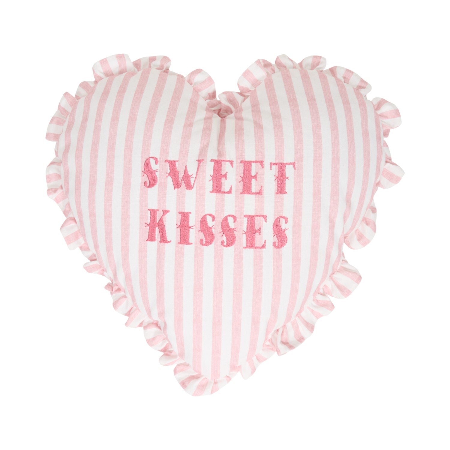 Sweet Kisses Embroidered Heart Cushion Pink Image 2