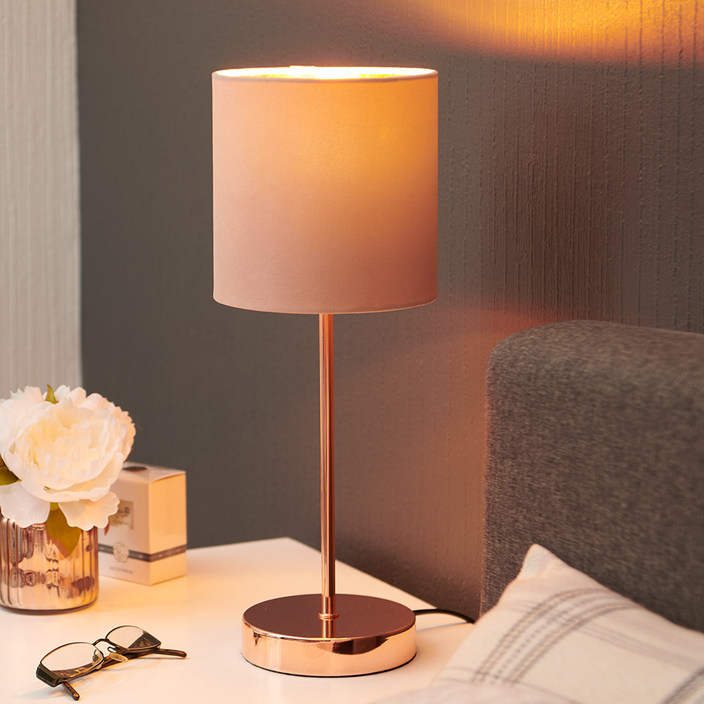 Wilko Beige Gold Velvet Table Lamp Image 6