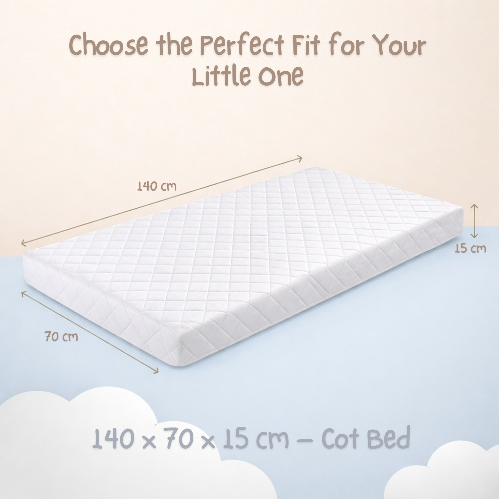 MHG Textiles White Extra Thick Firm Support Waterproof Baby Cot Bed Mattress 140 x 70 x 15cm Image 8