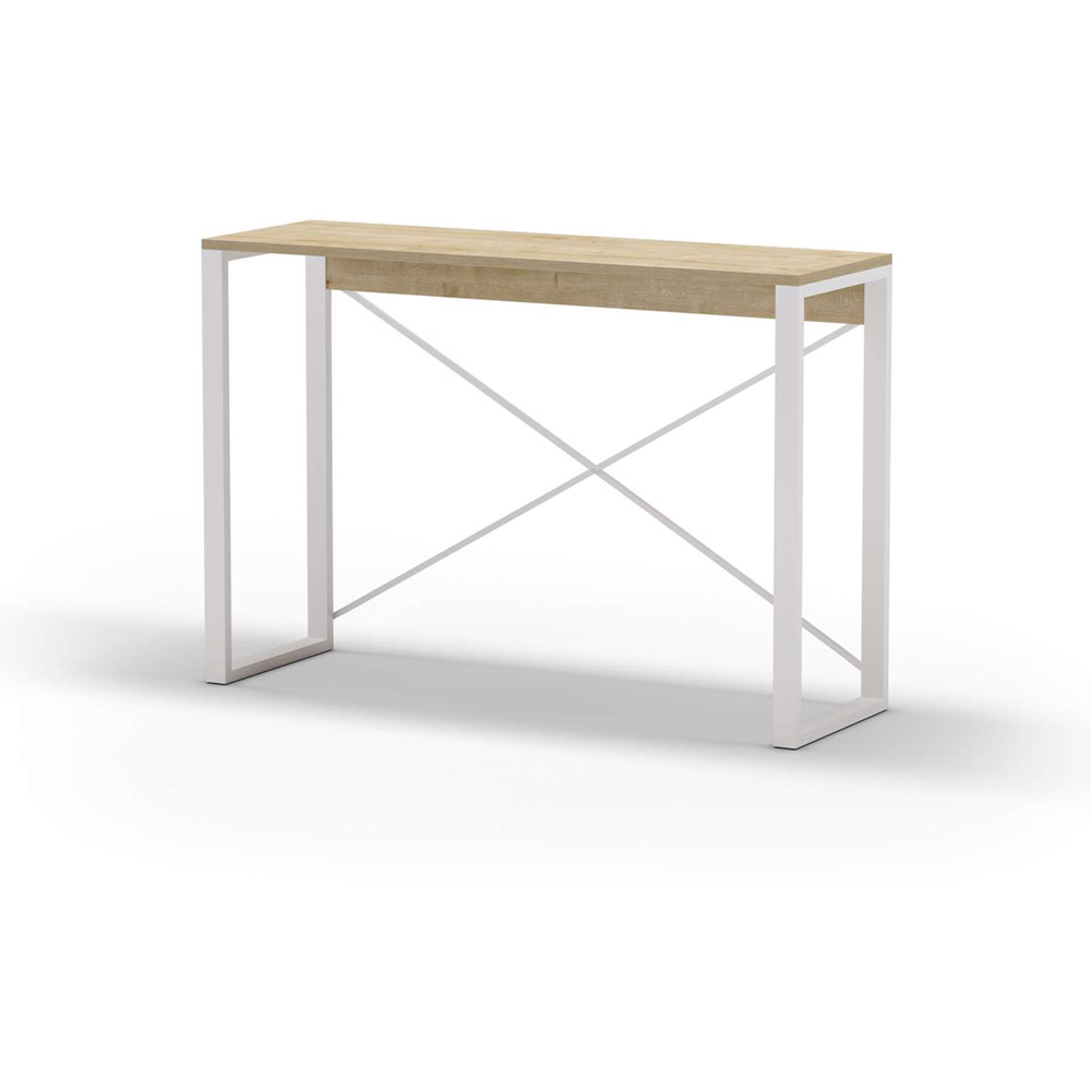 FWStyle Archie Oak and White X-Frame Metal Legs Console Table Image 2