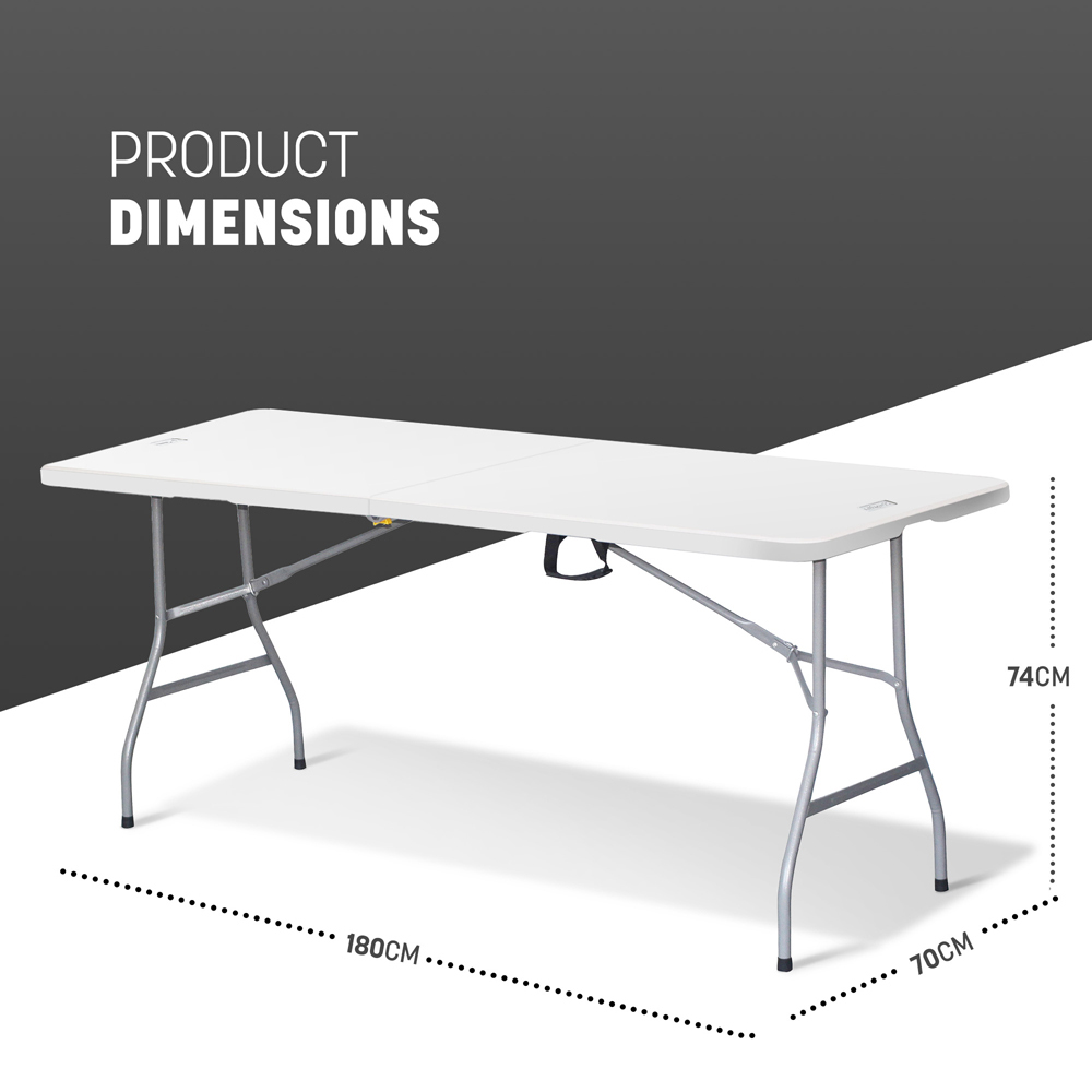 Keplin 180cm White Metal Foldable Picnic Table Image 4