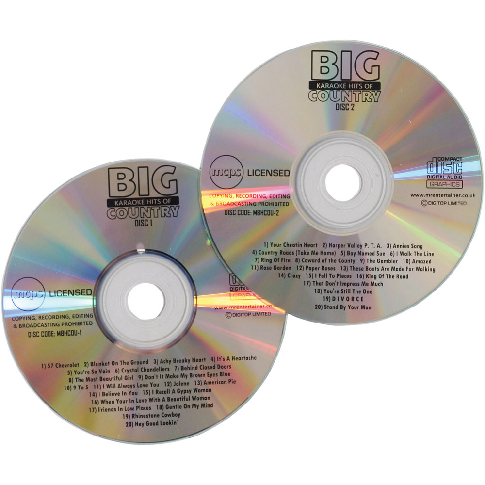 Mr Entertainer Silver Country Hits Karaoke CDG Disc Image 3