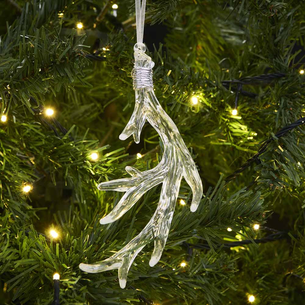 Wilko Glitters Clear Antler Ornament 6 Pack Image 3