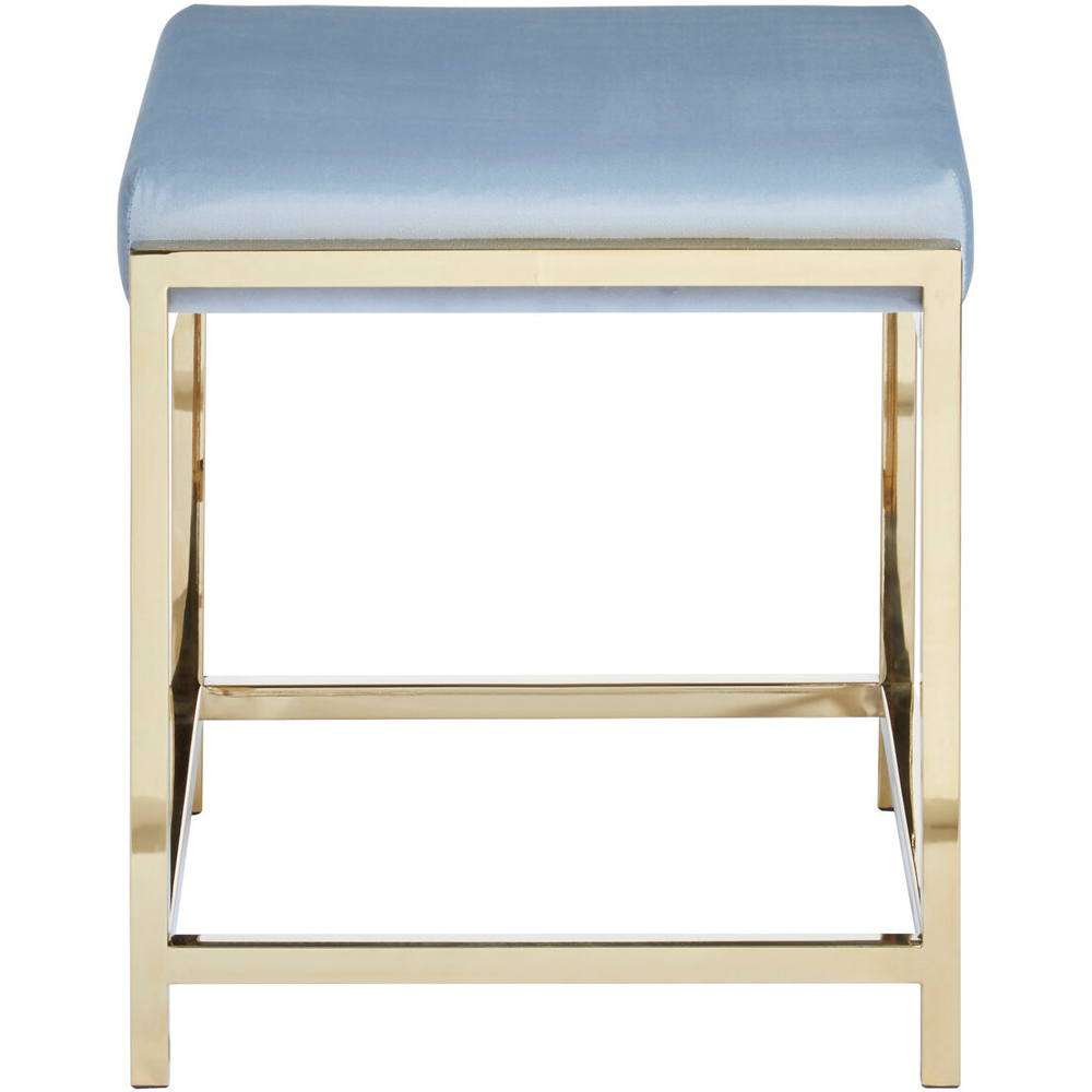 Premier Housewares Allure Powder Blue Velvet and Gold Stool Image 3
