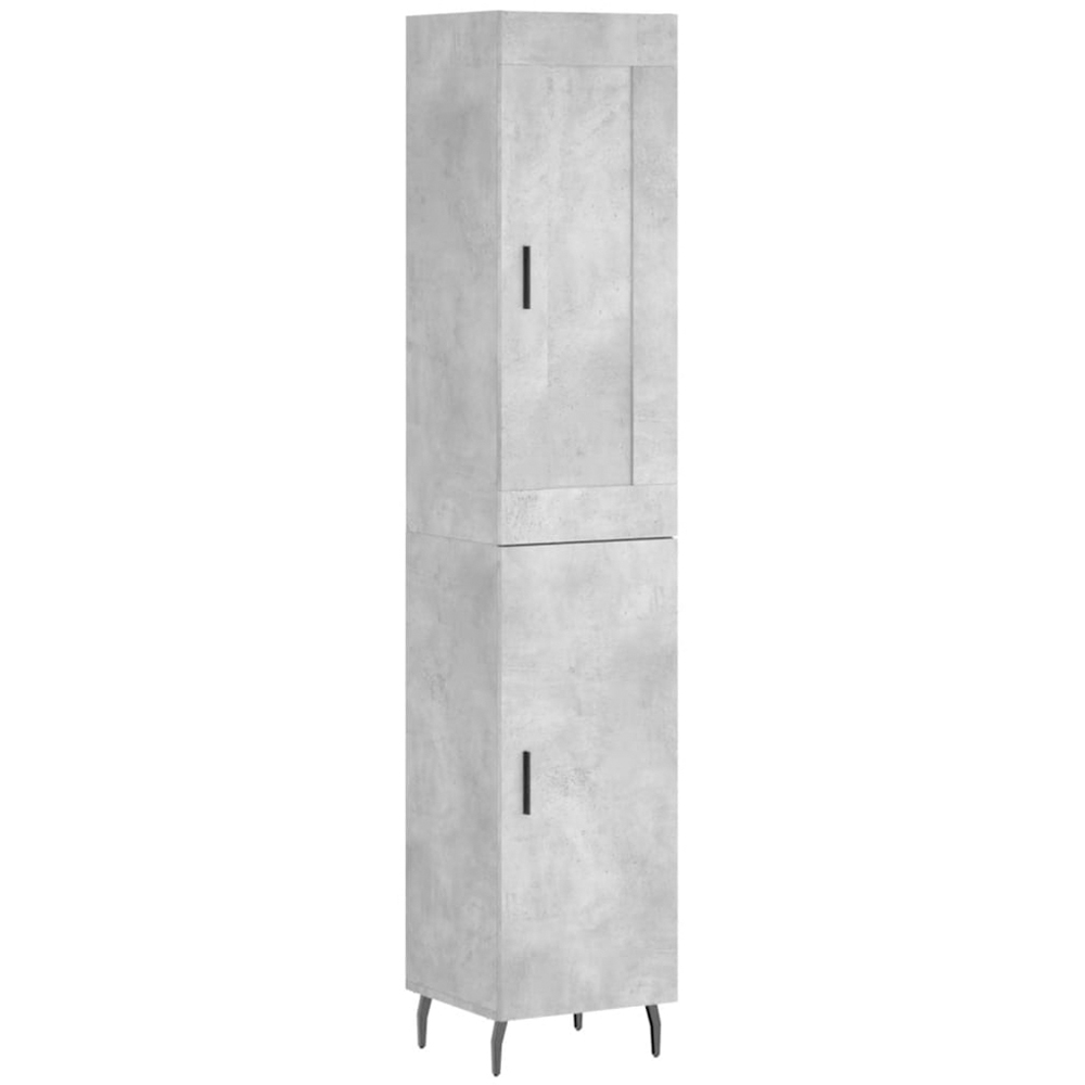 vidaXL 2 Door Concrete Grey Tall Highboard with Black Legs and Handles Image 2