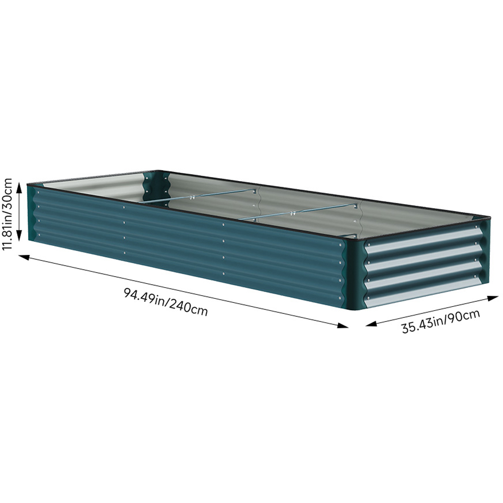 Living and Home Green Rectangular Galvanised Steel Raised Garden Bed 240 x 90cm Image 6