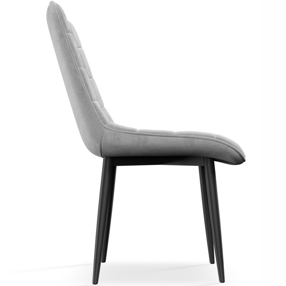 Furniture Online Nova Set of 2 Grey Velvet Padded Seat Dining Chair Image 4