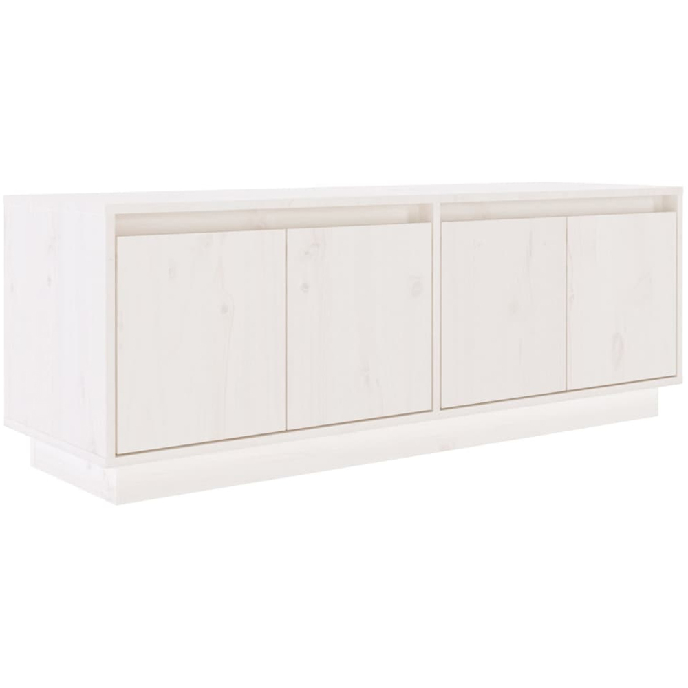 vidaXL 4 Door White Solid Pine TV Cabinet Image 2