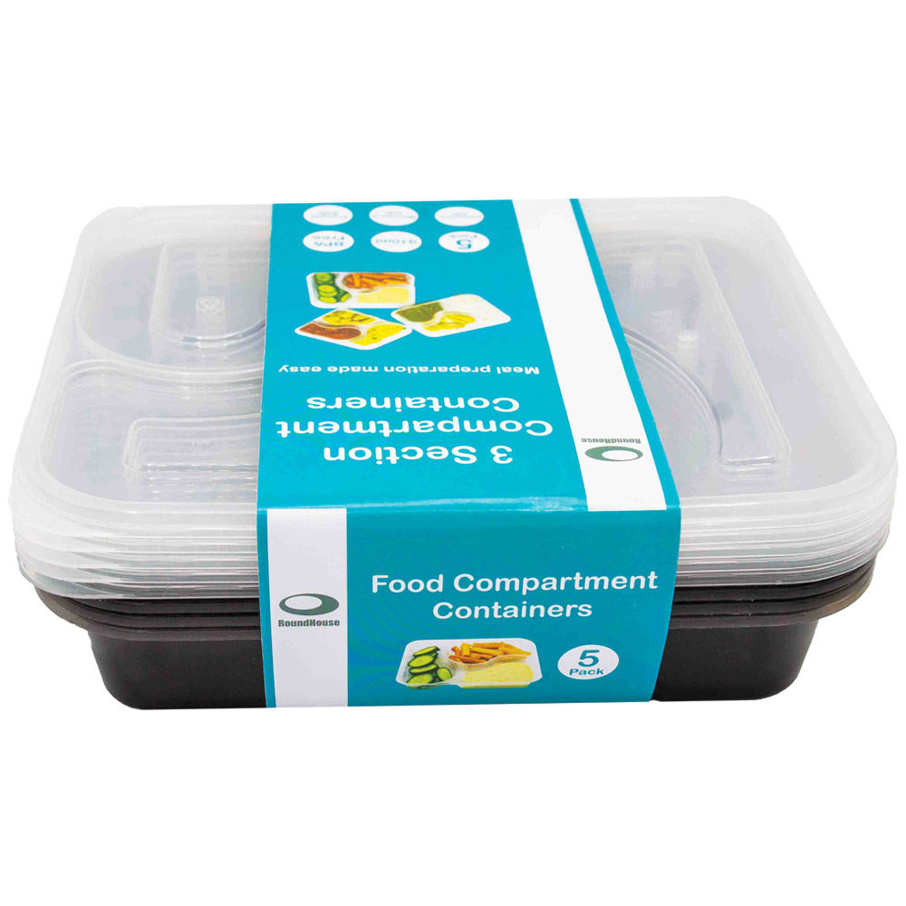 RoundHouse Compartment Food Containers 910ml 5 Pack Image 4