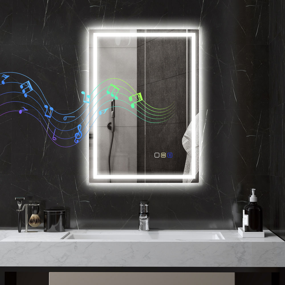 HOMCOM Rectangle Bluetooth Frameless LED Bathroom Mirror with Demister Pad 50 x 70cm Image 8