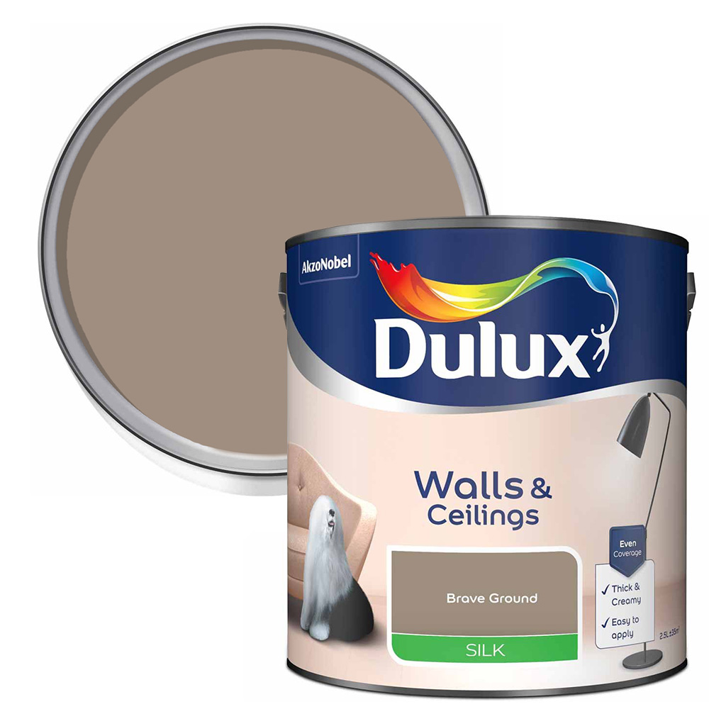 Dulux Wall & Ceilings Brave Ground Silk Emulsion Paint 2.5L Image 1