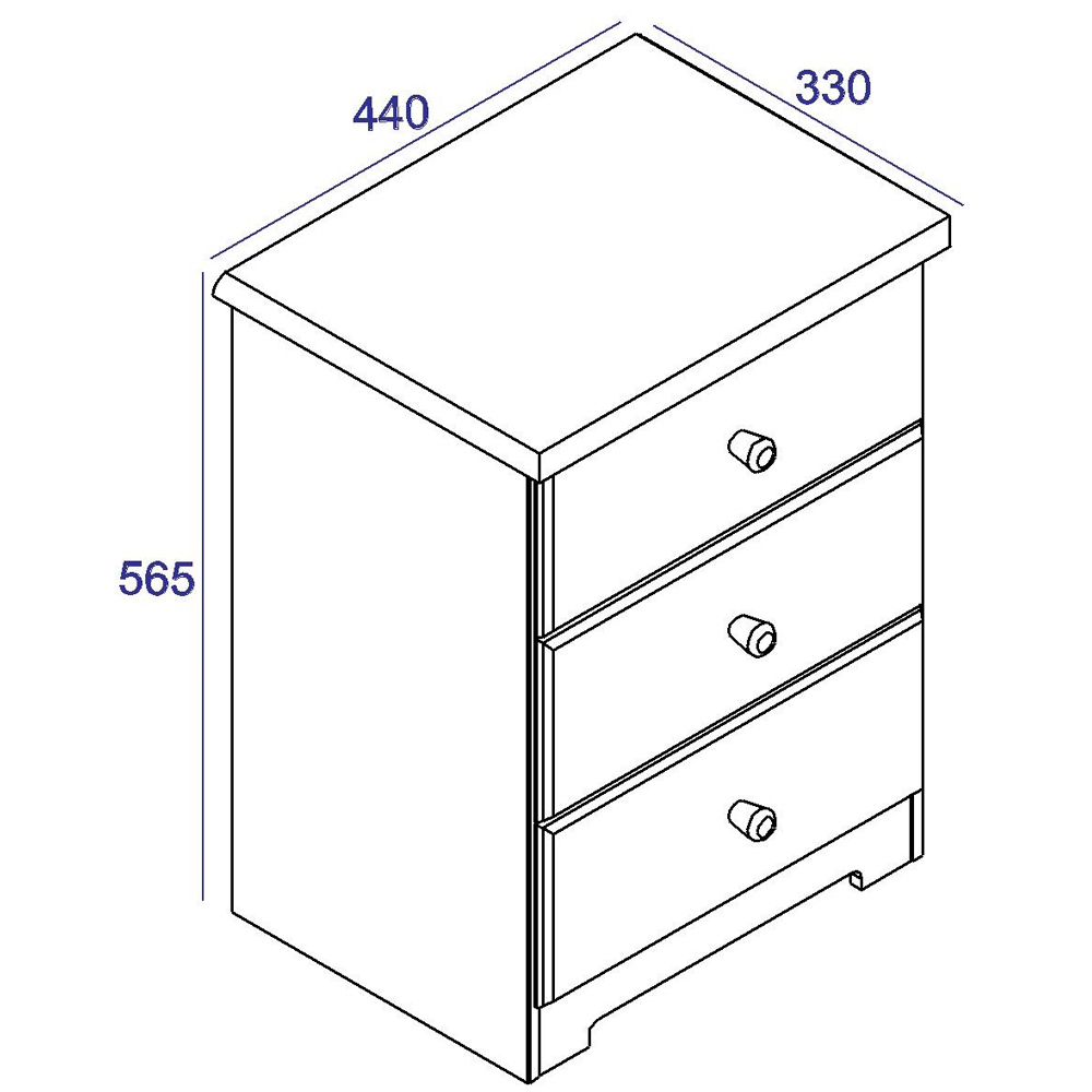 Core Products Colorado 3 Drawer Bedside Cabinet Image 7