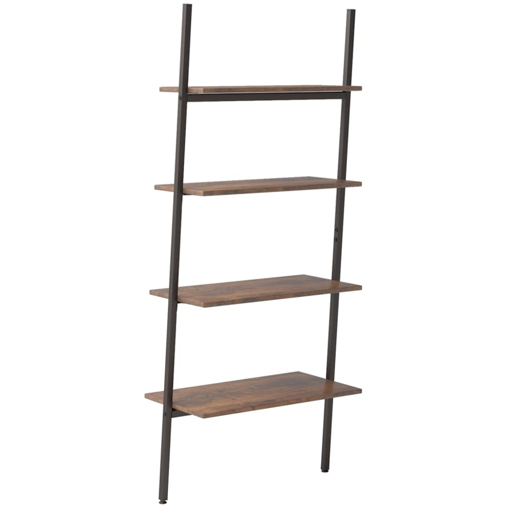 vidaXL 4-Tier Dark Brown and Black Tall Leaning Shelf Image 3