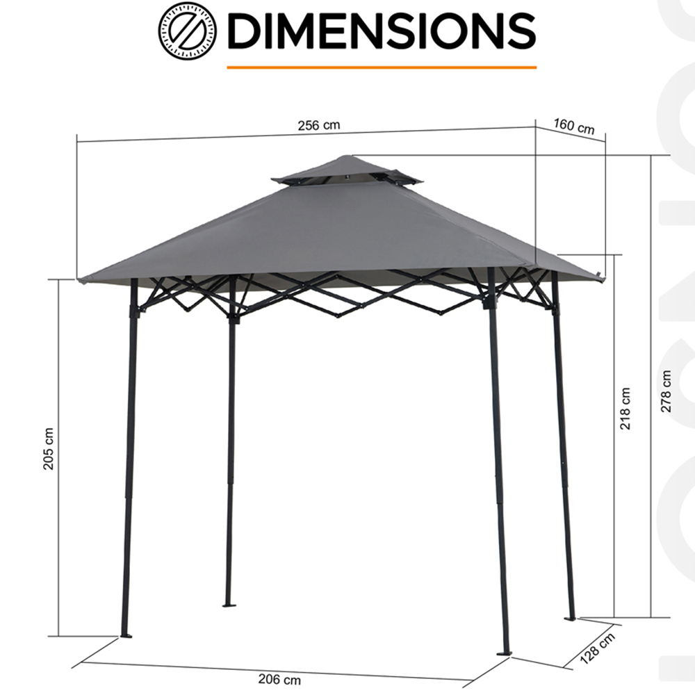 Sunjoy 2.56 x 1.6m Grey Double Tier Canopy Adjustable Gazebo with Magnetic LED Light Image 9