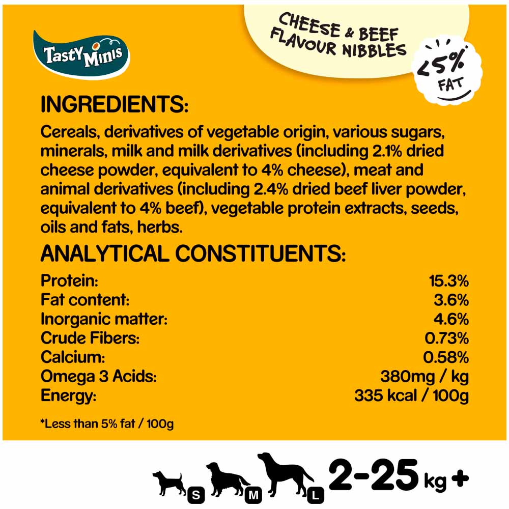 PEDIGREE Tasty Minis Dog Treats Cheesy Nibbles with Cheese and Beef 140g Image 8