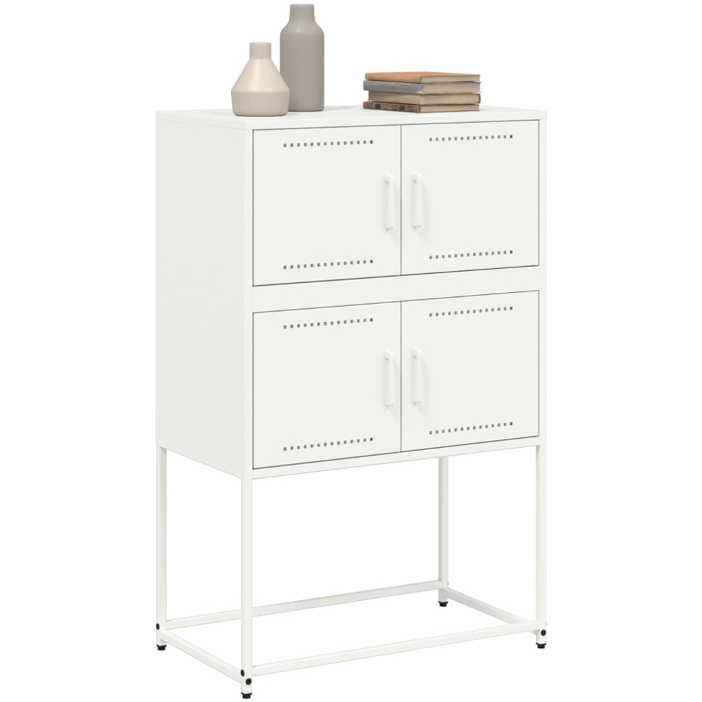 vidaXL 4 Door White Steel Sideboard Image 4
