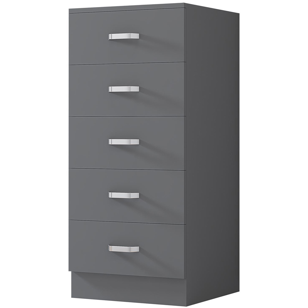 FWStyle Tunis Matt Grey 5 Drawer Slim Chest Image 2