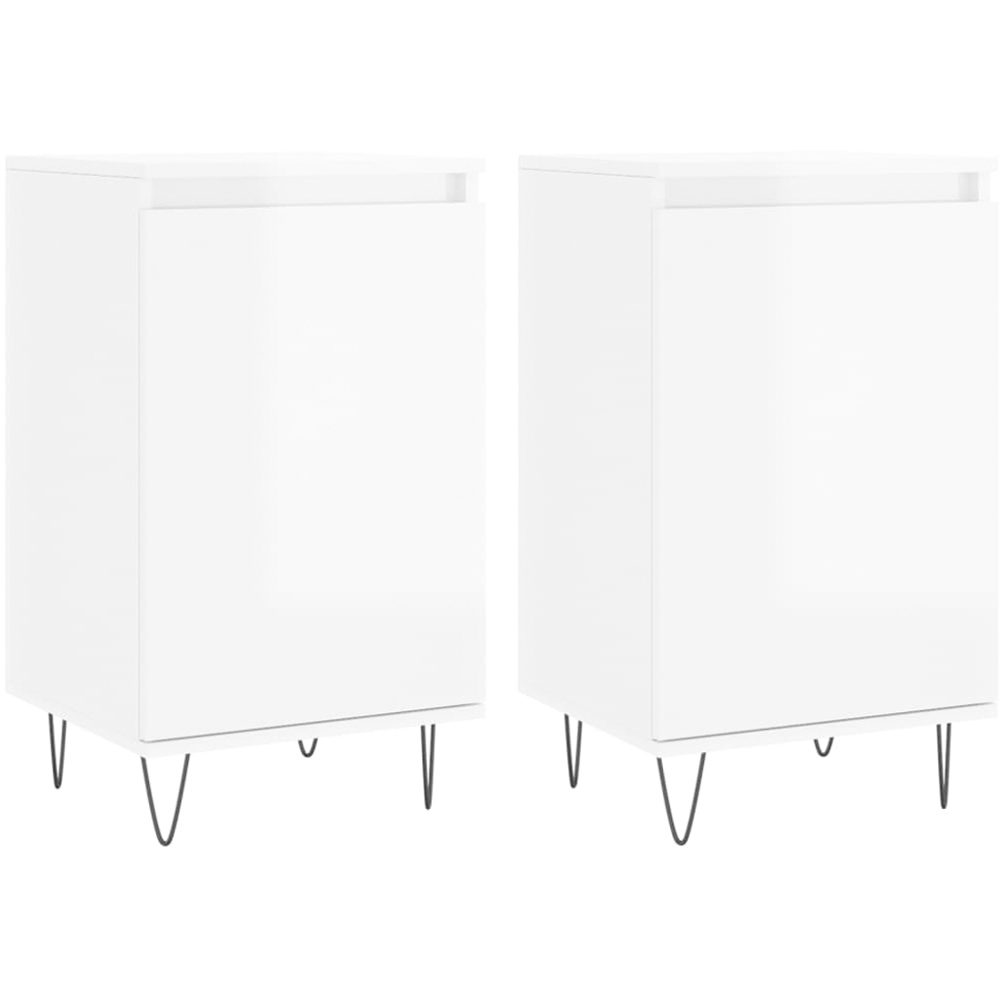 vidaXL Single Door High Gloss White Sideboard Set of 2 Image 2
