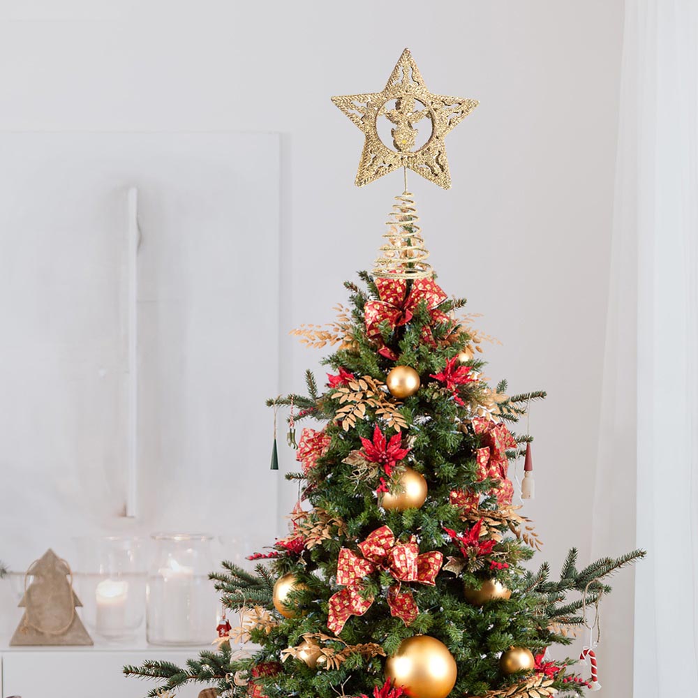 Living and Home Gold Glitter Tree Star Topper Ornament 15 x 9cm | Wilko