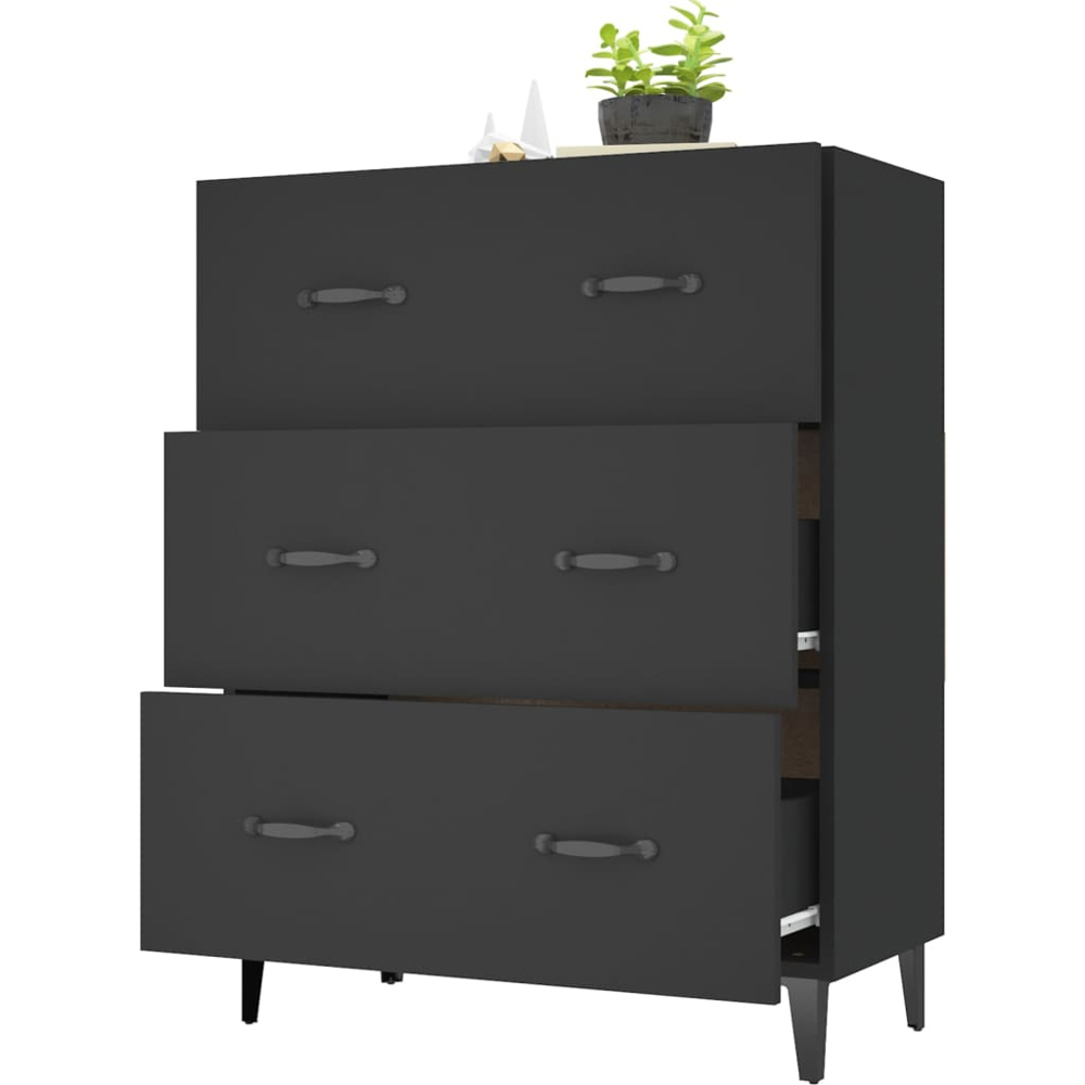 vidaXL 3 Drawer Black Wooden Sideboard Image 4