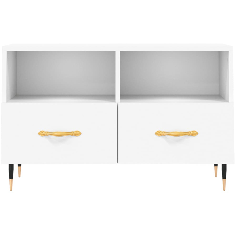 vidaXL 2 Drawer 2 Shelf White Wooden TV Cabinet Image 3