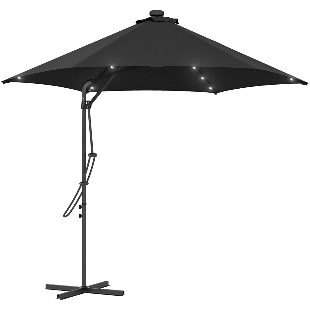Outsunny Black Solar LED Cantilever Parasol with Cross Base 3m Image 1